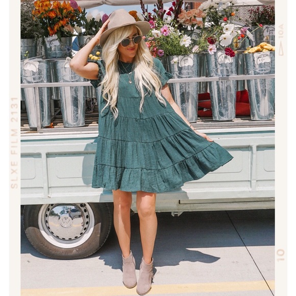 emerald green babydoll dress